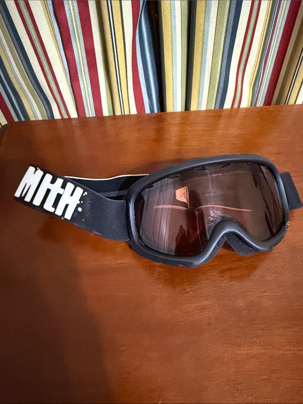 SMITH Youth Black Goggles with Tinted Lens and White Logo Strap
